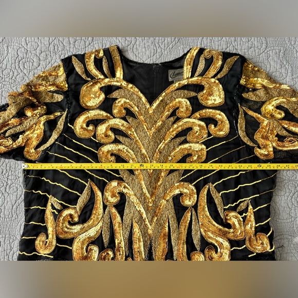 Vintage Black and Gold Beaded Dress by Xoanon - Picture 5 of 16